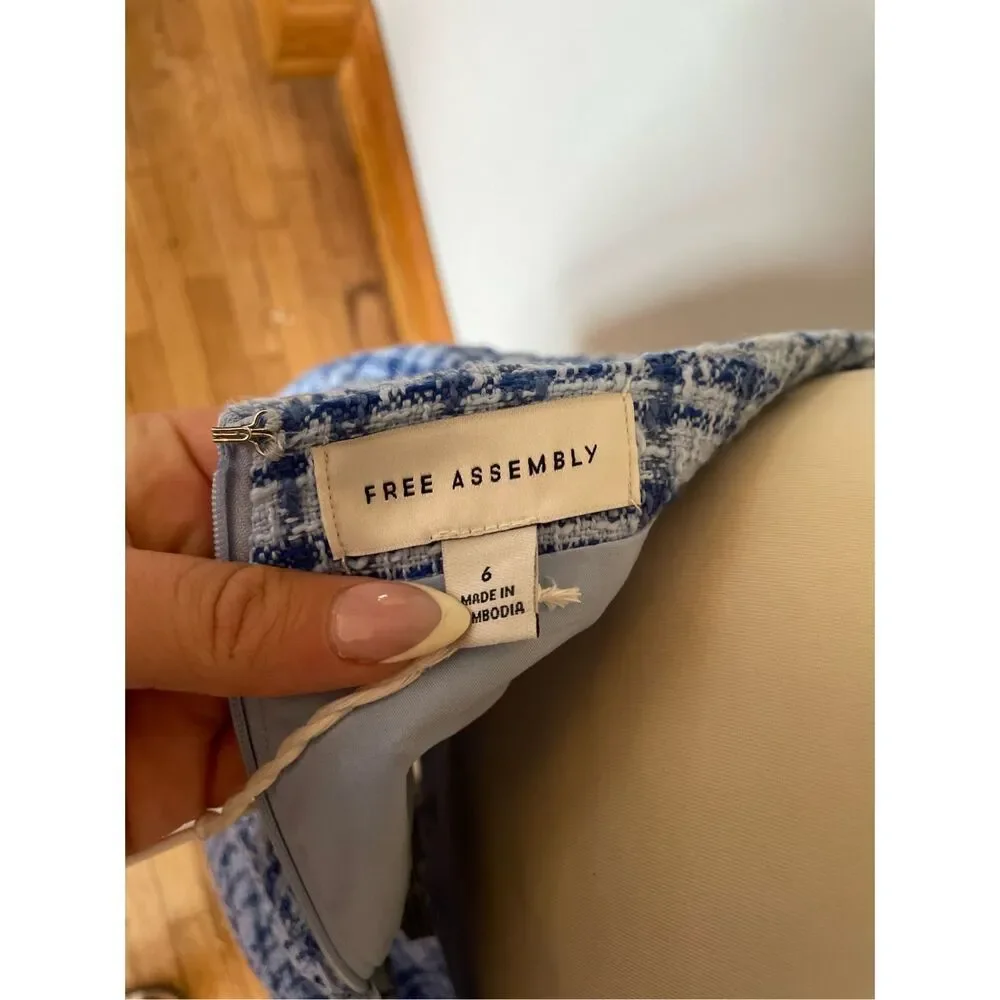 Free Assembly Blue Mini Plaid Skirt 6 New - Picture 6 of 6